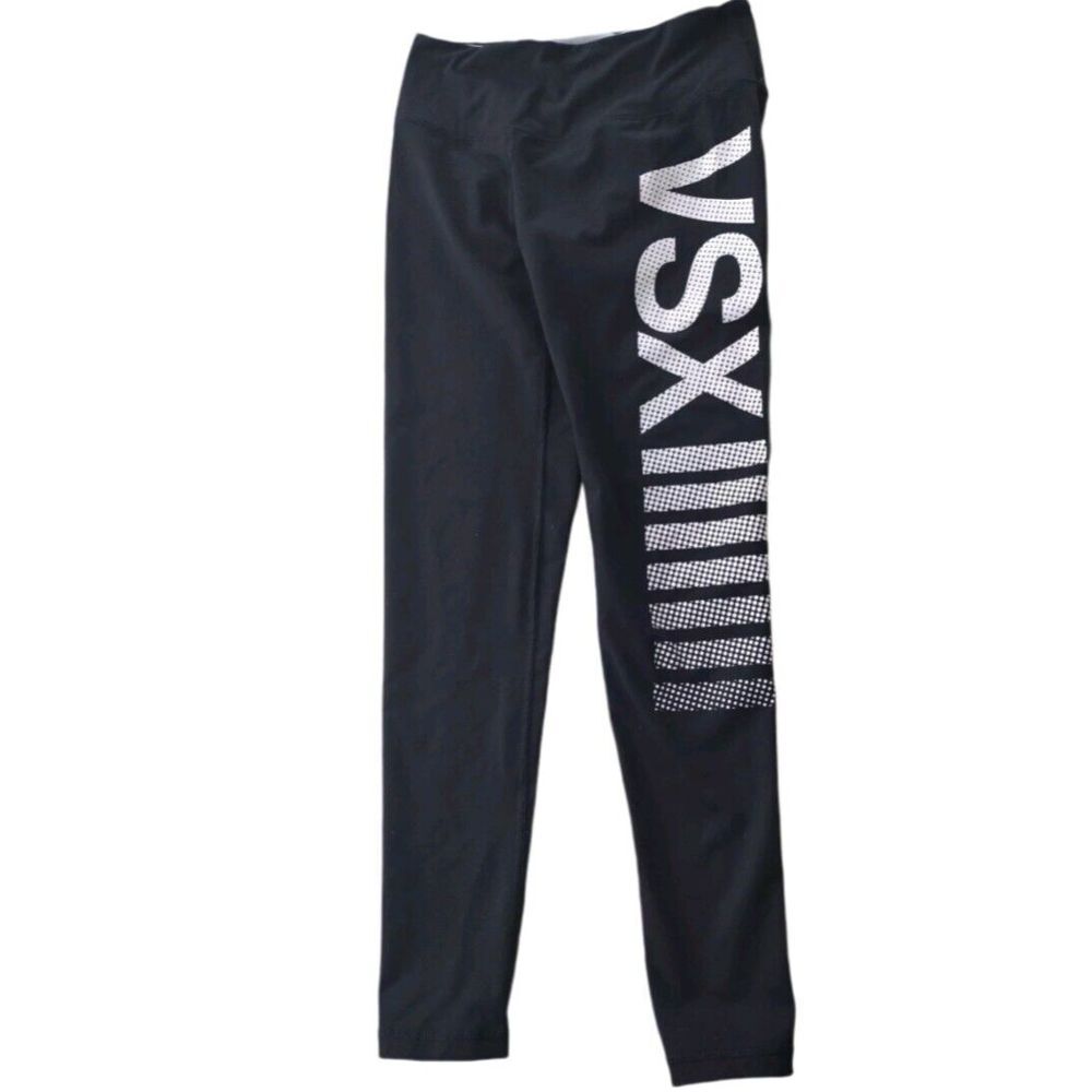 VSX Knockout by VICTORIA'S SECRET Leggings Women S/P Black White Stretchy Logo